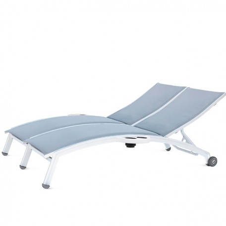 PINECREST Double Chaise Lounge with Wheels and Side Tray NV-8190-46WA-RL