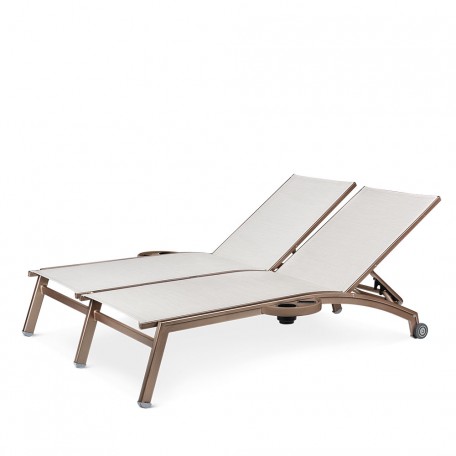 PINECREST Double Chaise Lounge with Wheels and Side Trays NV 7190-46WS R/L